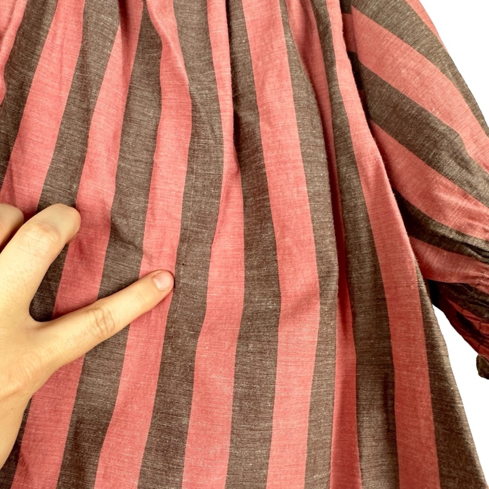 Mille Striped Pink and Brown Women's Top Preppy academia boho girly - Picture 8 of 14